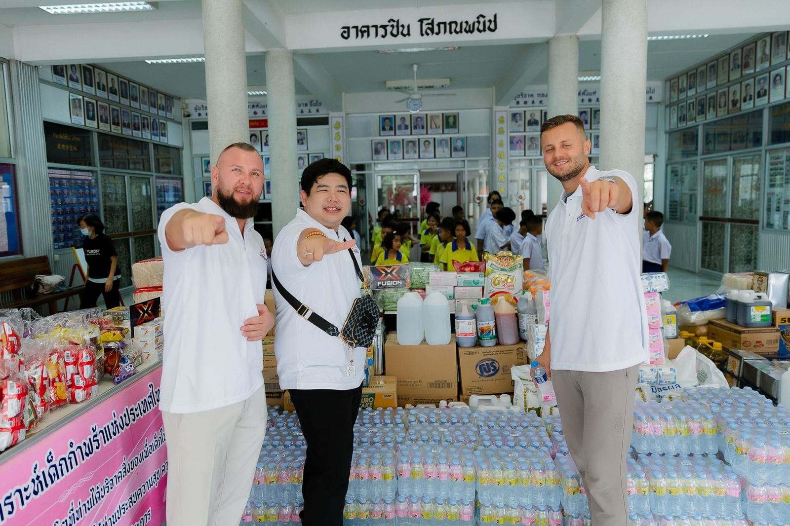 Stanis Zichler and partners with donated goods in Central Asia