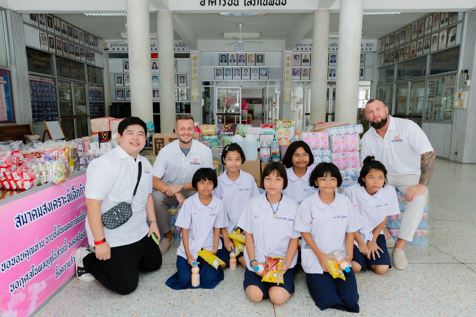 Stanis Zichler with children at an orphanage donation drive in Kazakhstan